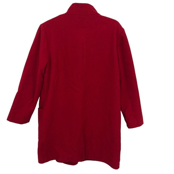 Vintage 80s Red Wool Mod Pea Mock Neck Mother of Pearl Button Beau Brem Coat USA - Picture 4 of 11
